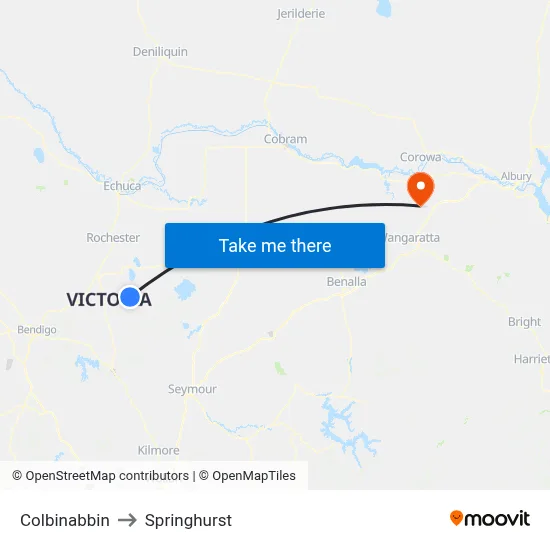 Colbinabbin to Springhurst map