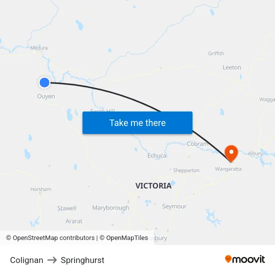 Colignan to Springhurst map