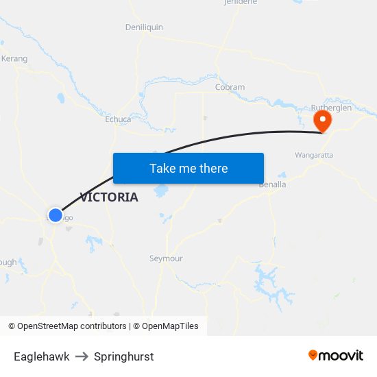 Eaglehawk to Springhurst map