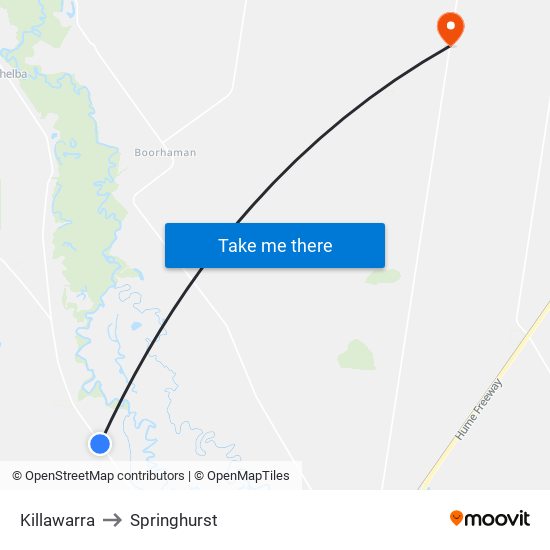 Killawarra to Springhurst map