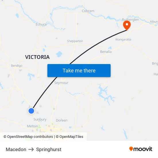 Macedon to Springhurst map