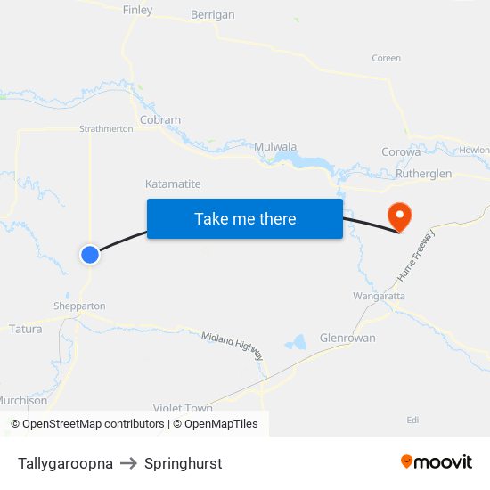 Tallygaroopna to Springhurst map