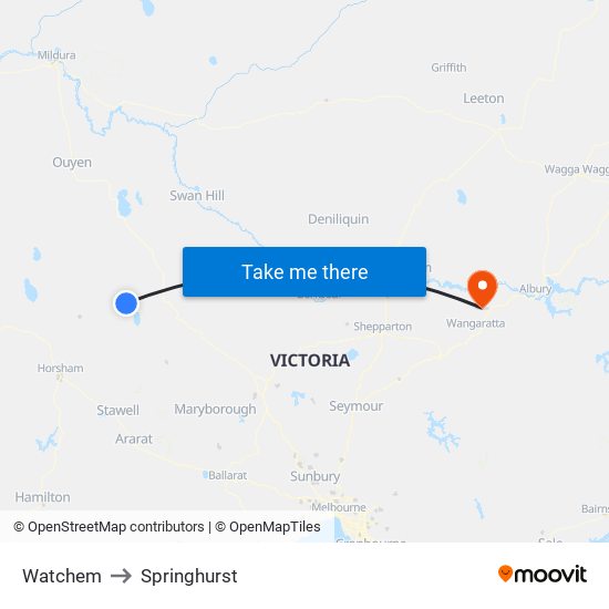 Watchem to Springhurst map