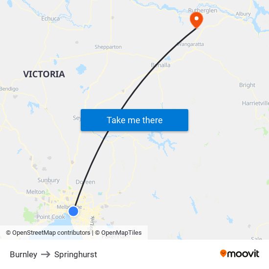 Burnley to Springhurst map