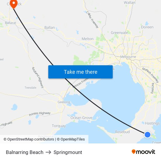 Balnarring Beach to Springmount map