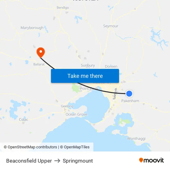 Beaconsfield Upper to Springmount map