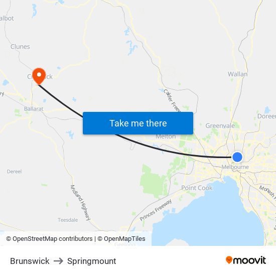 Brunswick to Springmount map