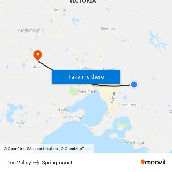 Don Valley to Springmount map