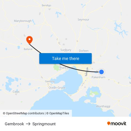 Gembrook to Springmount map