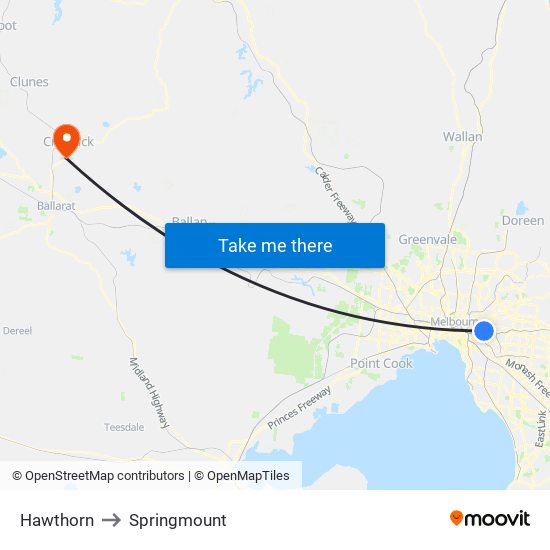 Hawthorn to Springmount map