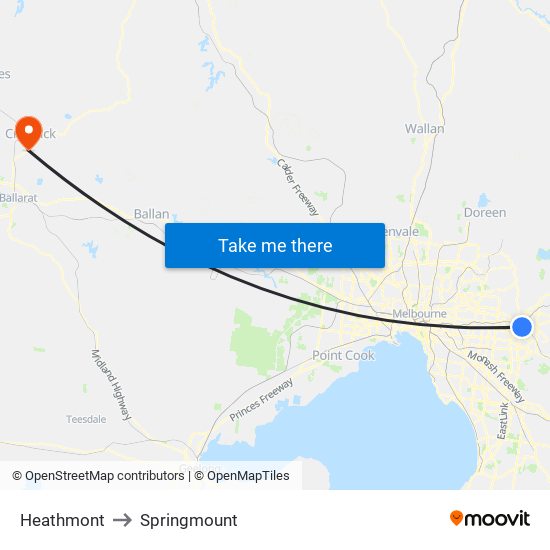 Heathmont to Springmount map