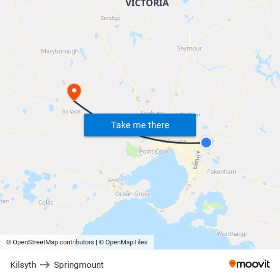 Kilsyth to Springmount map