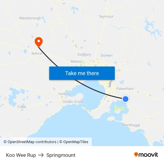 Koo Wee Rup to Springmount map