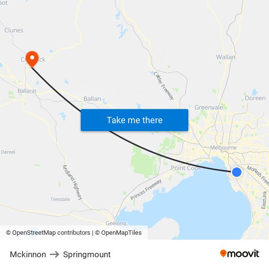 Mckinnon to Springmount map