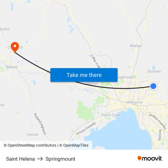 Saint Helena to Springmount map