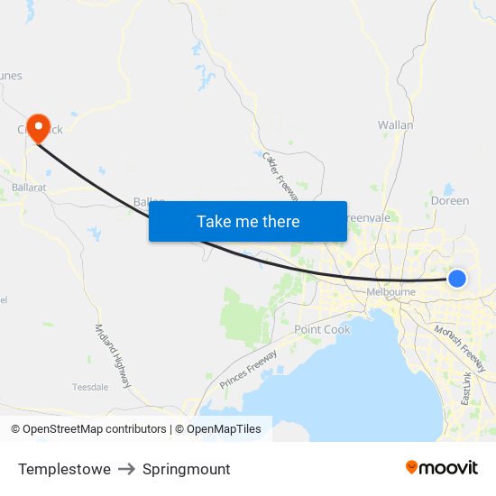 Templestowe to Springmount map