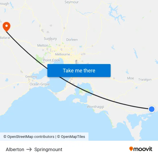 Alberton to Springmount map