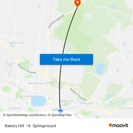 Bakery Hill to Springmount map