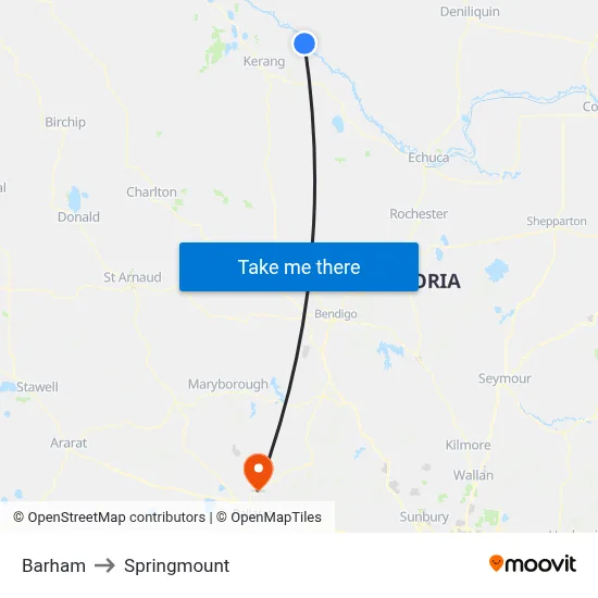 Barham to Springmount map