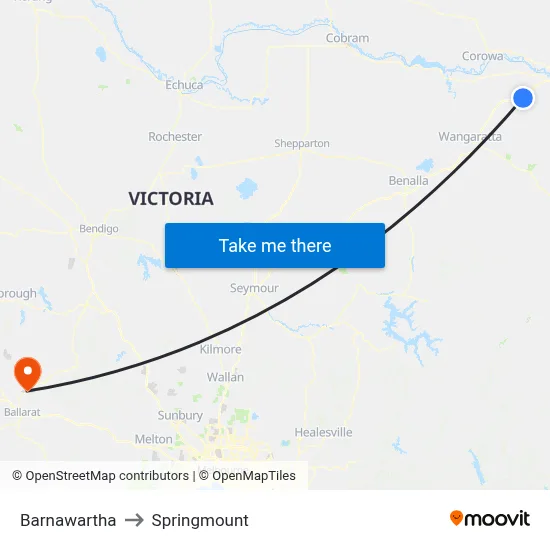 Barnawartha to Springmount map