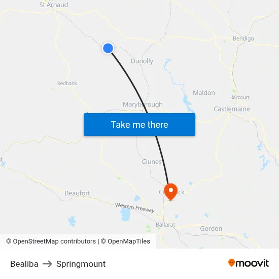 Bealiba to Springmount map