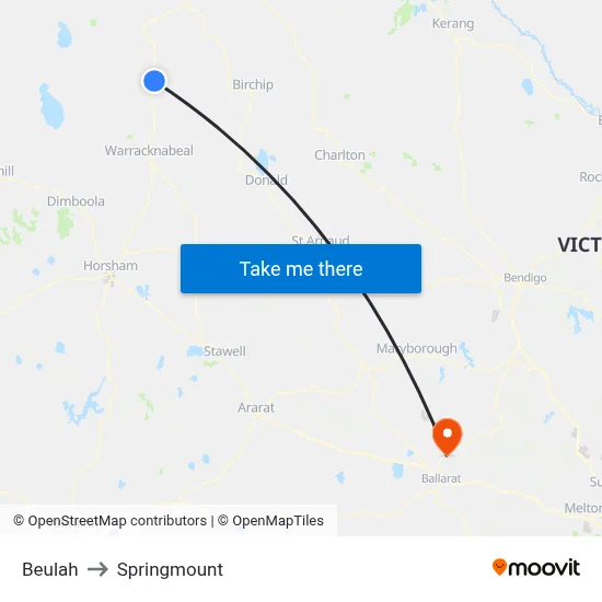 Beulah to Springmount map