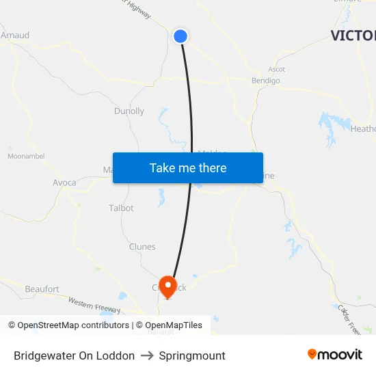 Bridgewater On Loddon to Springmount map