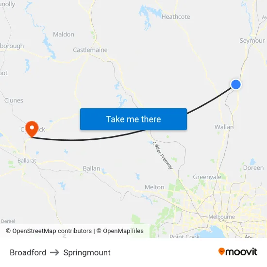 Broadford to Springmount map