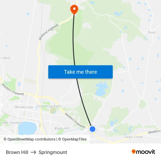 Brown Hill to Springmount map