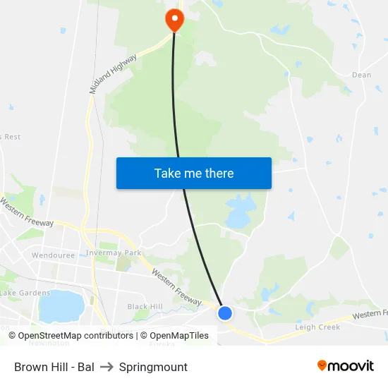 Brown Hill - Bal to Springmount map