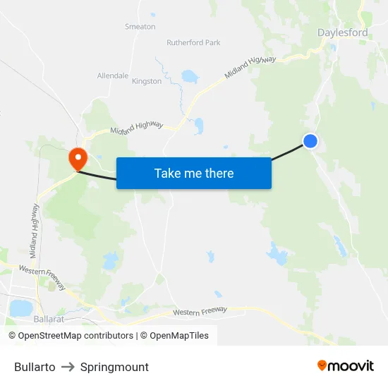 Bullarto to Springmount map