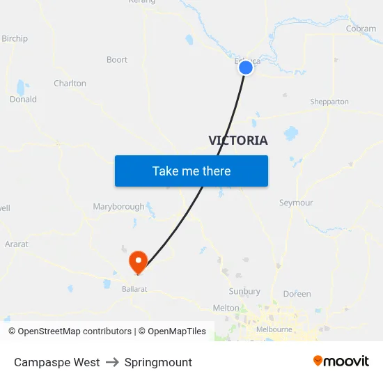 Campaspe West to Springmount map