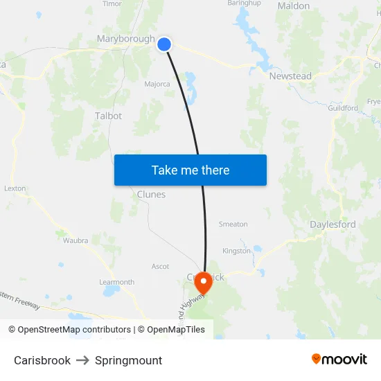 Carisbrook to Springmount map