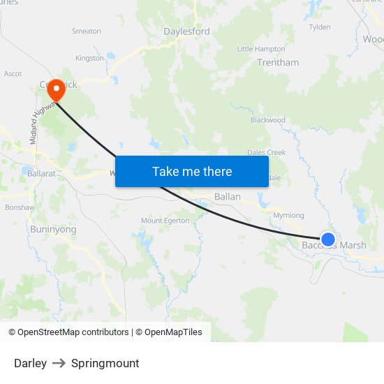 Darley to Springmount map