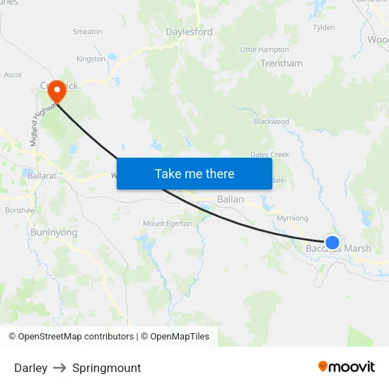 Darley to Springmount map