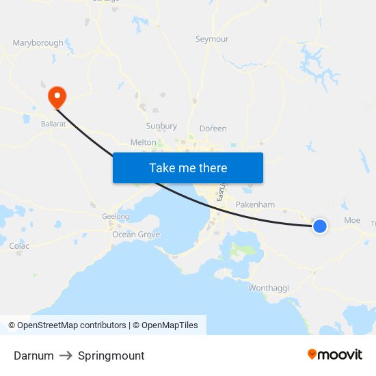 Darnum to Springmount map