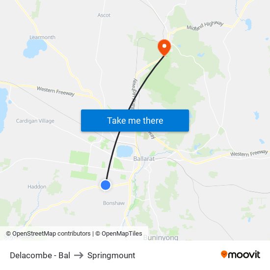 Delacombe - Bal to Springmount map