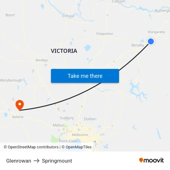 Glenrowan to Springmount map