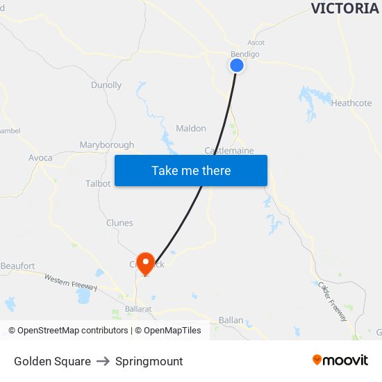 Golden Square to Springmount map