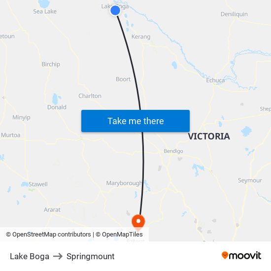 Lake Boga to Springmount map