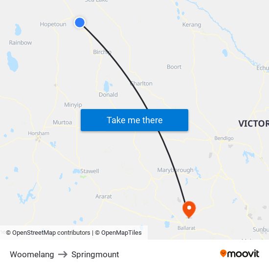 Woomelang to Springmount map