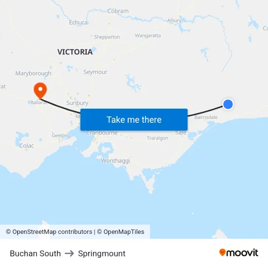 Buchan South to Springmount map