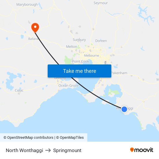 North Wonthaggi to Springmount map