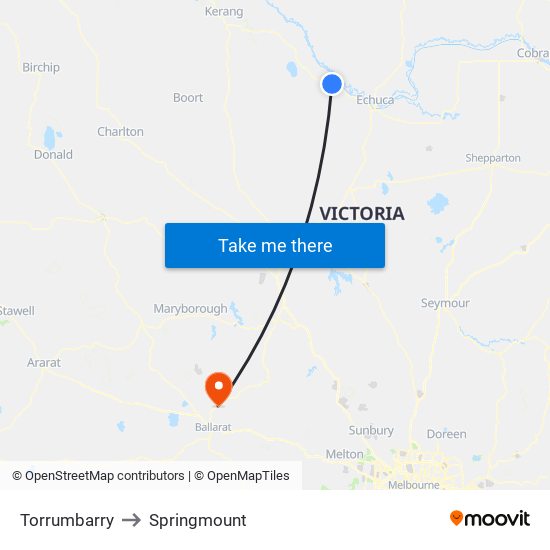 Torrumbarry to Springmount map