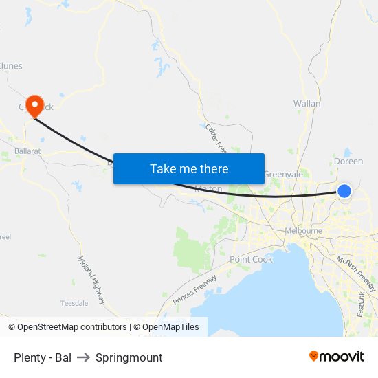 Plenty - Bal to Springmount map