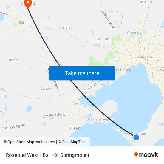 Rosebud West - Bal to Springmount map