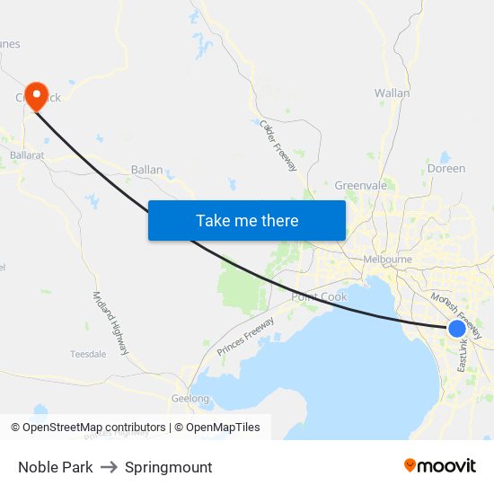 Noble Park to Springmount map