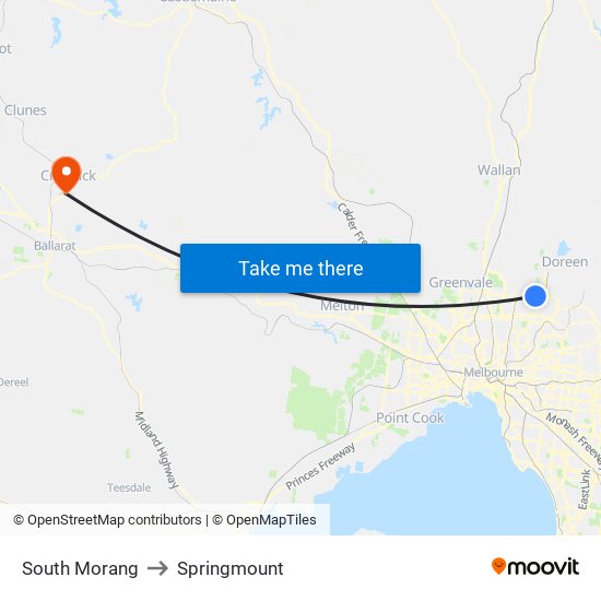 South Morang to Springmount map