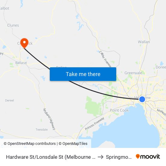 Hardware St/Lonsdale St (Melbourne City) to Springmount map