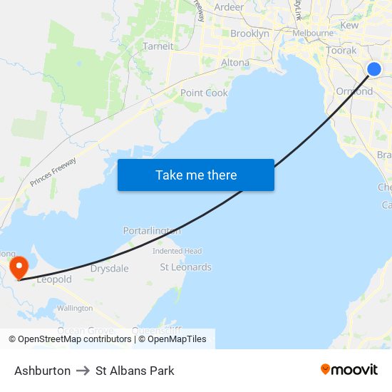 Ashburton to St Albans Park map